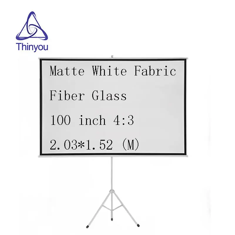 Thinyou 100 Inch 4 3 Portable font b projector b font screen Matte White Fabric Fiber