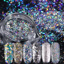 8 шт Блестящий лак для ногтей Блестящий хром дизайн ногтей декор с блестками Маникюр голографическая пудра с пайетками хлопья TR1506-13