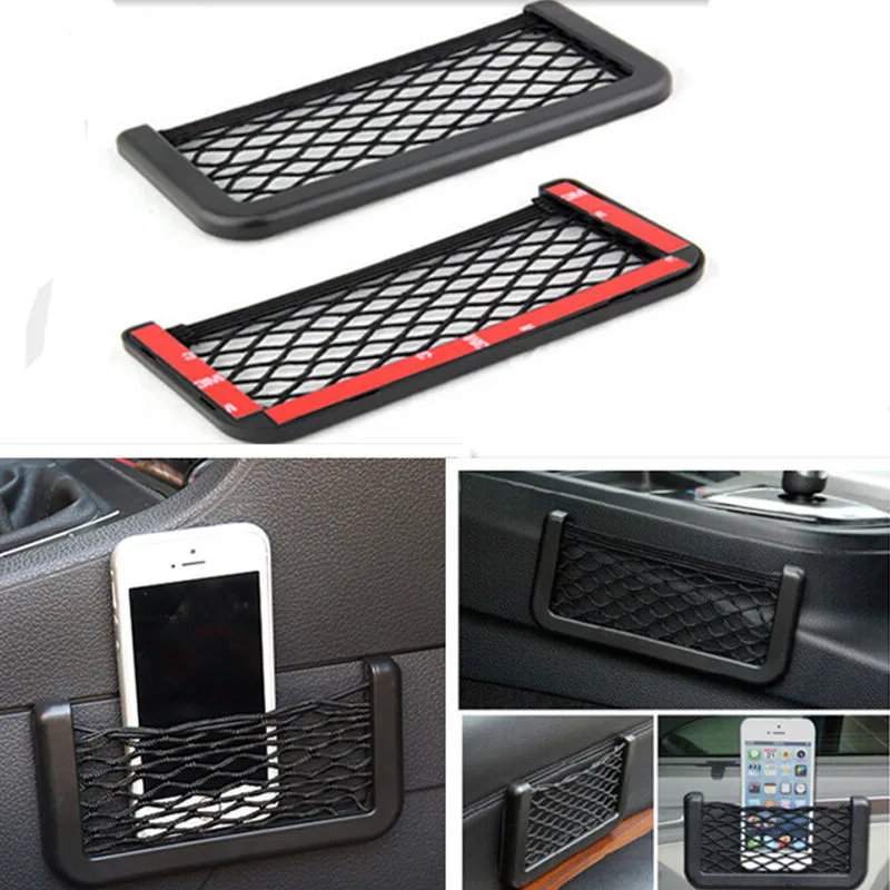 

Universal Car Storage Pocket Mesh Net Bag 20cm Adhesive Resilient String Holder Organizer Self Adhesive Shelves