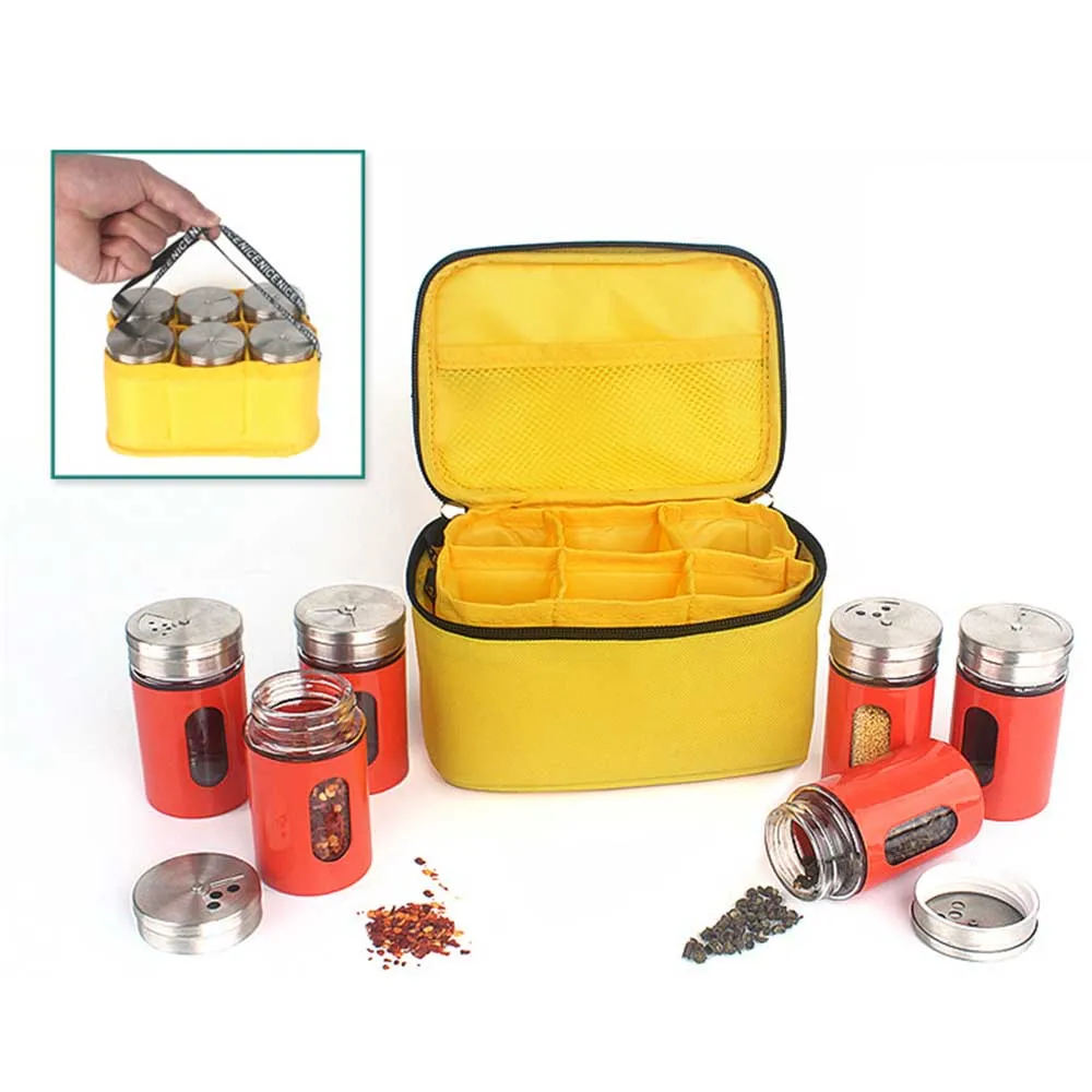 

Outdoor Camping Tableware Storage Container Seasoning Bottles Cans With A Bag For BBQ Portable Picnic