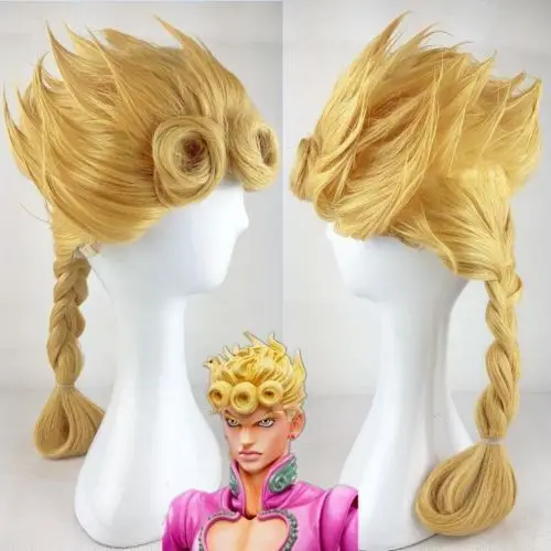 JoJo's Bizarre Adventure Giorno Giovanna Golden Braid Styled Synthetic Cosplay Costume Wigs Hair + Wig Cap anime cosplay Cosplay Costumes