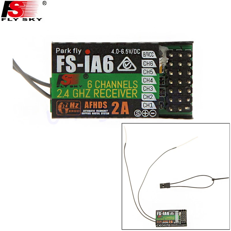 Flysky FS-iA6 2.4G 6 Channel 6CH Remote Control Receiver with Double Antenna