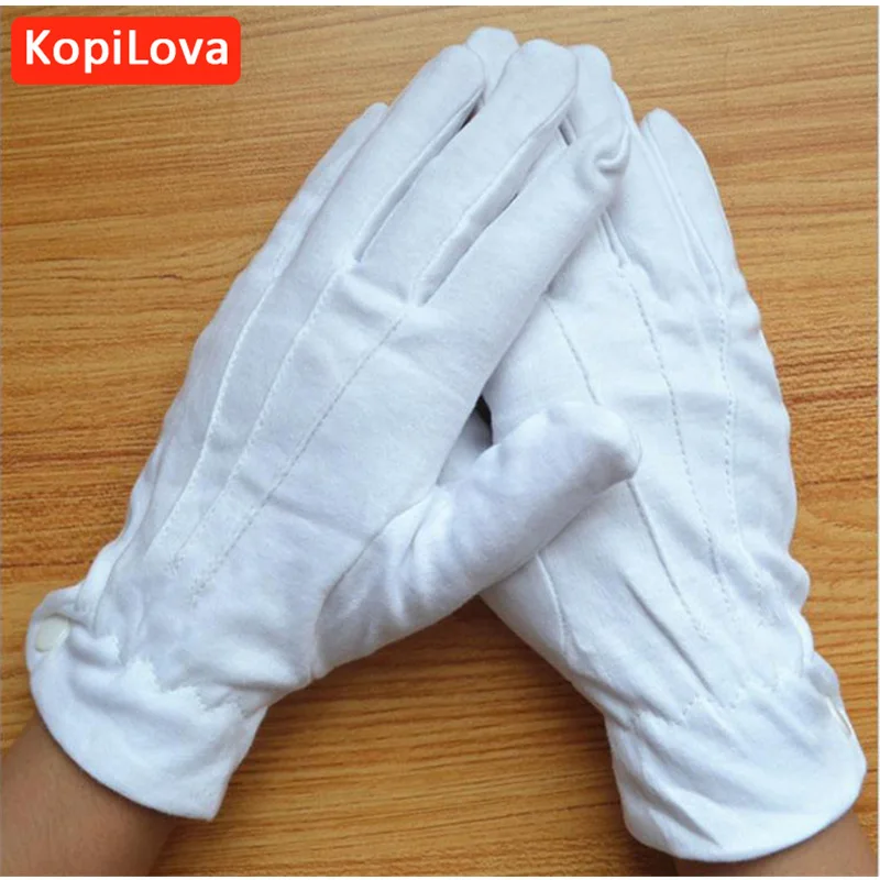 KopiLova, 2 пары, белые хлопковые перчатки для водителей, этикет, для приема, парада, рабочие перчатки, перчатки для выступлений