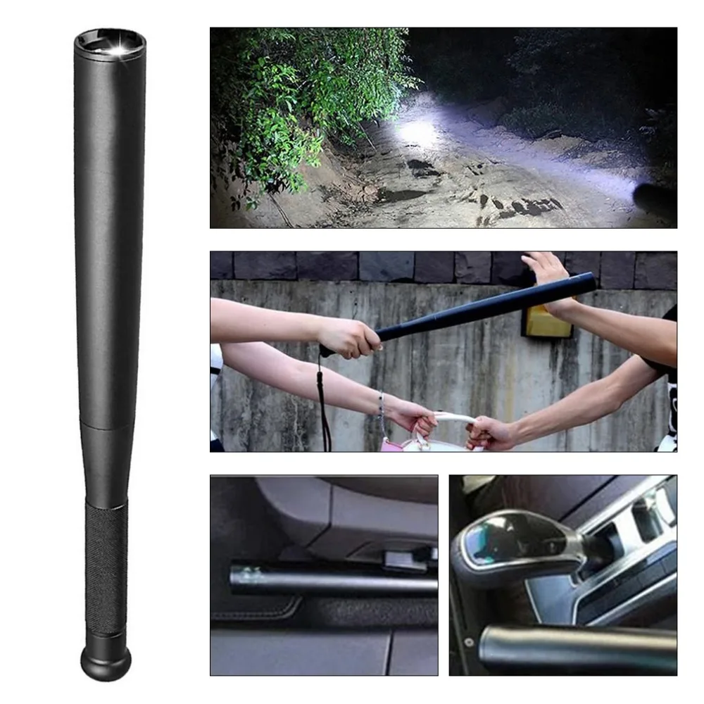 

36cm Aluminium Alloy Torch Waterproof T6 LED Flashlight Baseball Bat Baton Emergency Self Defense Tool for Lawman Driver