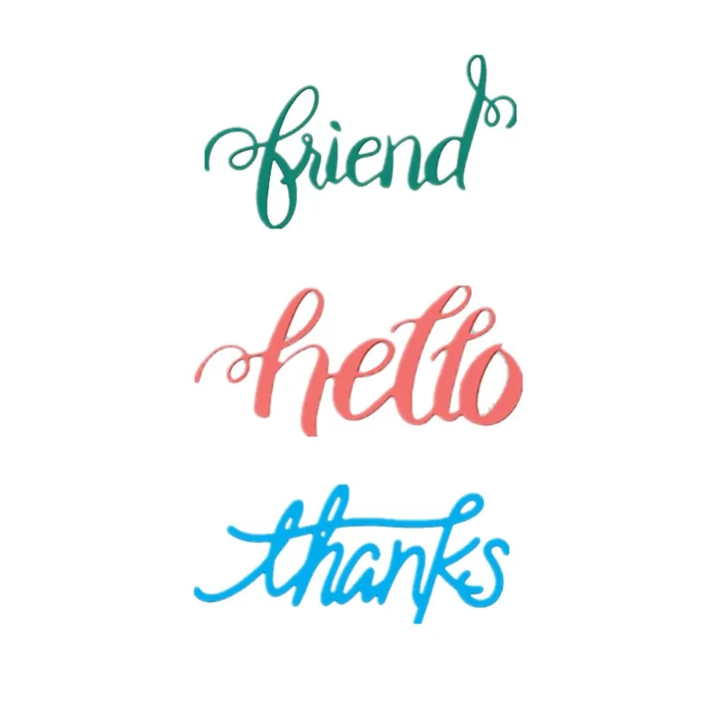 

Hello Thanks Friend Words New 2019 Metal Cutting Dies for DIY Scrapbooking Decorative Crafts Supplies Paper Paper Cards Making