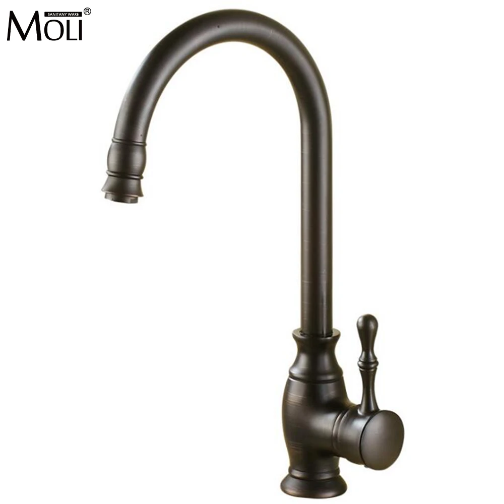 

Deck Mounted Kitchen Sink Faucet 360 degree Swivel Hot and Cold Water Mixer Tap Oil Rubble Bronze Black Faucet