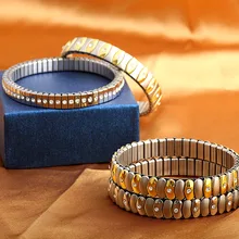 

Stainless Steel Elastic Bangle Bracelet Men Women Gold-Color Wrist Fashion Jewelry