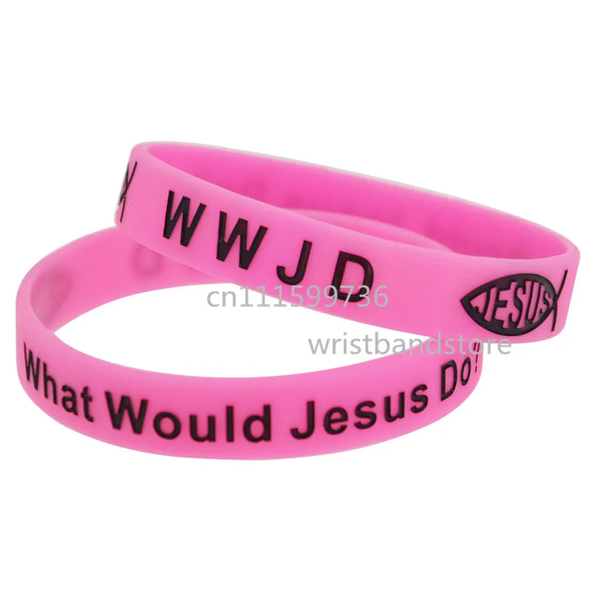 1 шт греческие WWJD что бы Иисус Силиконовые Цвет заполнены чернилами браслет