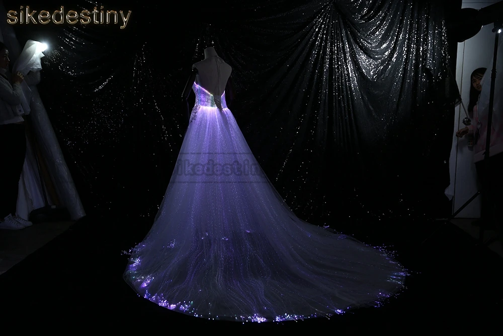 Luminous Wedding Dress 2018 Night Glow In Dark Smart Mobile App