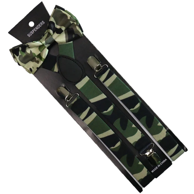 Winfox Винтаж Камуфляж чулок галстук бабочка комплект для женщин мужчин Военная Униформа Тактический бантик Brace