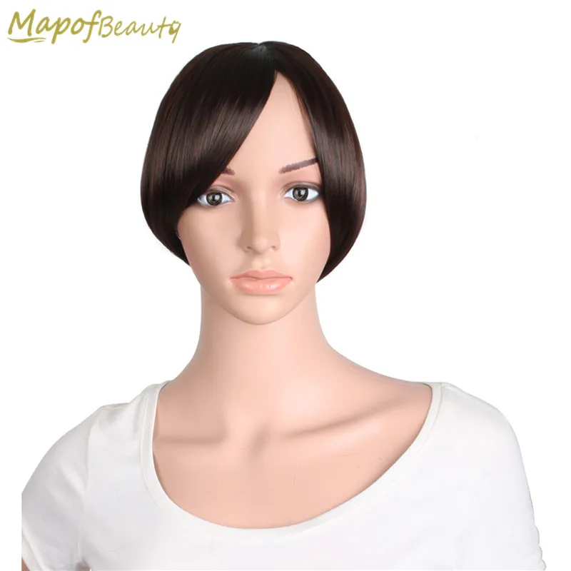 

MapofBeauty Natural Front Bang False Hair Bangs Black Brown Clip In Synthetic Hair Extensions Fringe Clips On Hair Piece Female