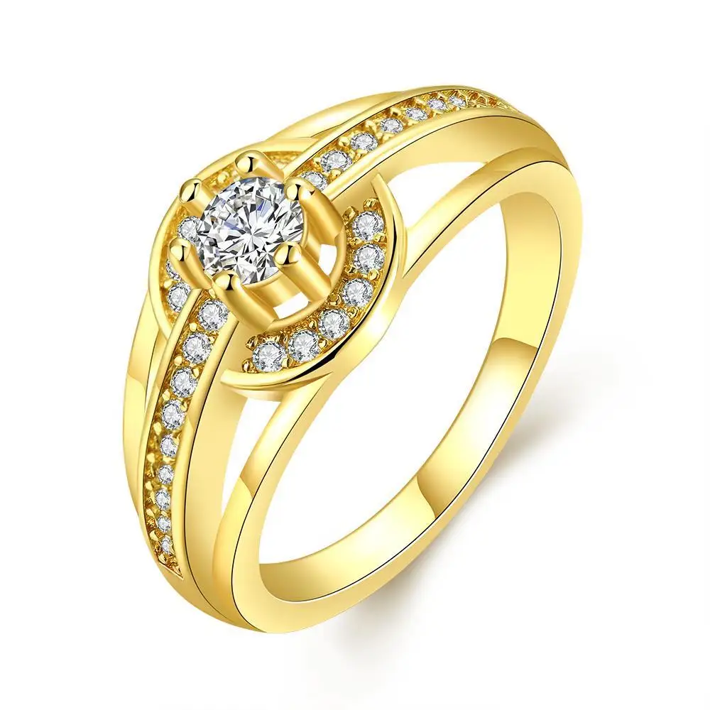 R022-A-8High Quality Nickle Free Antiallergic New Fashion Jewelry 18K Plated zircon Ring