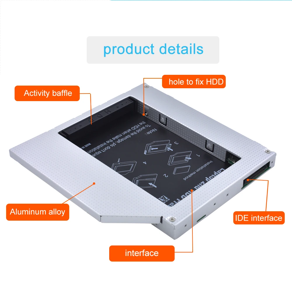 TISHRIC 12,7 мм IDE до 22pin SATA Caddy корпус для ноутбука ODD DVD-ROM адаптер Optibay для 2-го 2,5 HDD SSD жесткий диск коробка