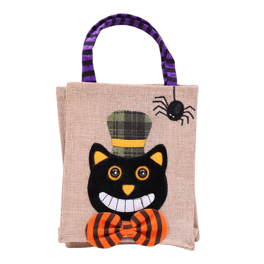 Хэллоуин Тыква ведьмы Подарочный пакет конфеты Подарочный мешок для печенья угощения или трюк конфеты Подарочный мешочек для хранения вечерние принадлежности - Цвет: Black cat