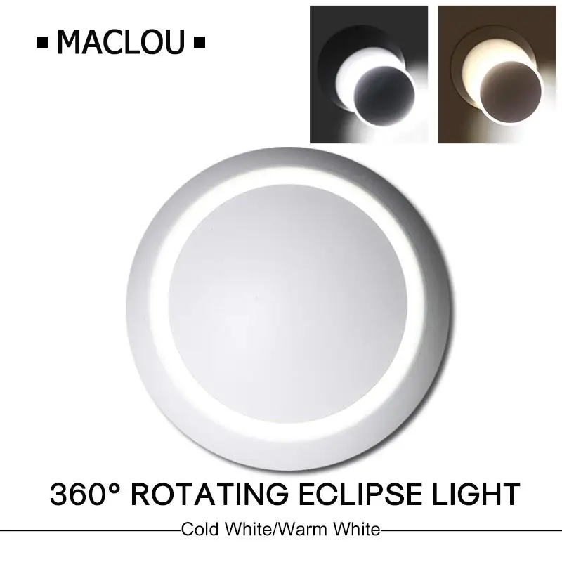 

85-265V Wall Lamp LED 360 Degree Rotation Bedroom Bedroom Aisle Warm White Round Wall Lamp For Home Nordic Sconces On The Wall