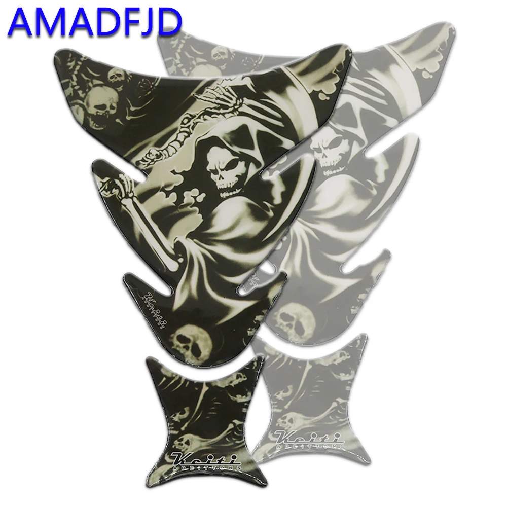

AMADFJD Motorcycle Sticker Tankpad 3D Skull Logo Stickers On Motorcycle Tank Pad Sticker Motocross For tmax 530 Protector Decals