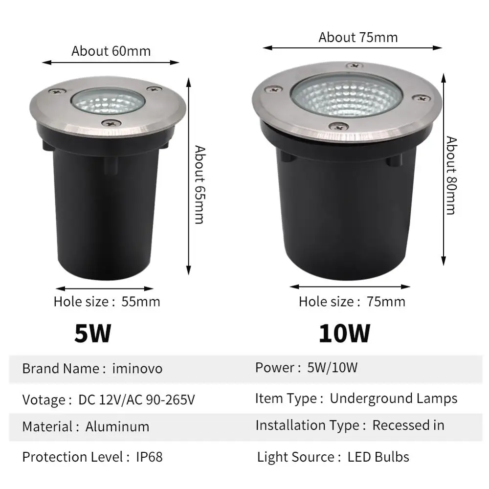 Светодиодный подземный светильник COB 5 Вт 10 Вт, напольный светильник, дорожка для сада, квадратный двор, ландшафтный AC90-265V, DC12V IP68