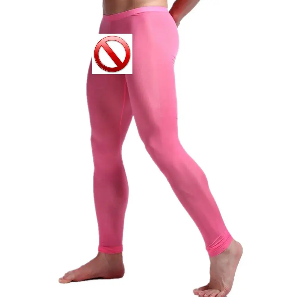 2018 Sexy Men Transparent Pants silky Tights Milk Fiber Leggings Trousers Long Johns Underwear U Convex Pocket Long Johns Men