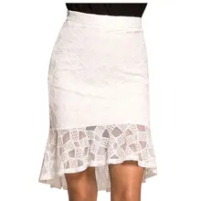 Apperloth Высокая Талия облегающая юбка элегантный Для женщин «русалка» офис красный, белый юбки-карандаш до колена Вечеринка юбка