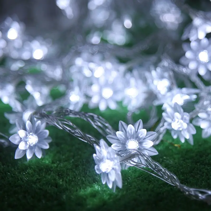 

Fairy 2.5m 20 Lotus Flowers LED String Garland Light Christmas Wedding Holiday Party Home Luminaria Decoration Lamp 2018