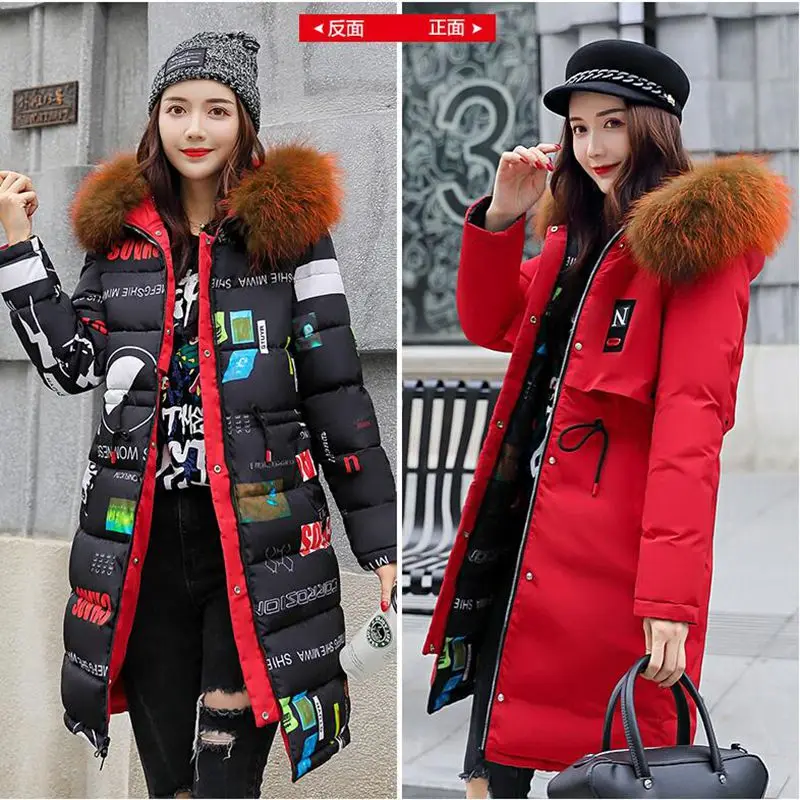 

Womens Down Cotton Jackets New Plus size 3XL Parkas Thicker Hooded Big fur collar 2018 Winter High quality Wadded Coat Women new