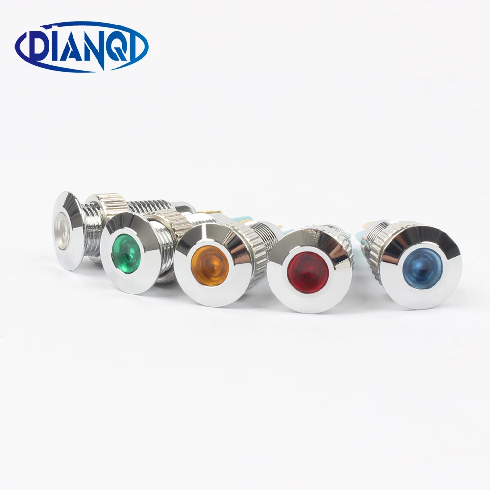 

LED Colorful Metal Indicator light 8mm waterproof Signal Convex lamp 6V 12V 24V 220v 8ZSD.DM.C 3V Red Green Yellow Car LED