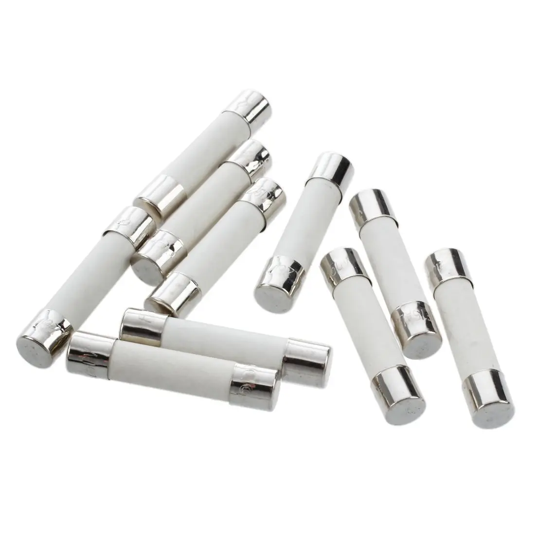

10 pcs AC 250 V 15 A 6 x 30 mm, high speed kick cylindrical fuse tube ceramic white + silver