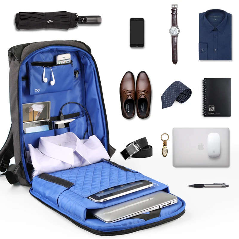 Kingsons Mochila de colegio para hombres con cargador USB, mochila de escuela, mochila de computador portátil para hombres Kingsons Mochila de colegio para hombres con cargador USB, mochila de escuela, mochila de computador portátil para hombres