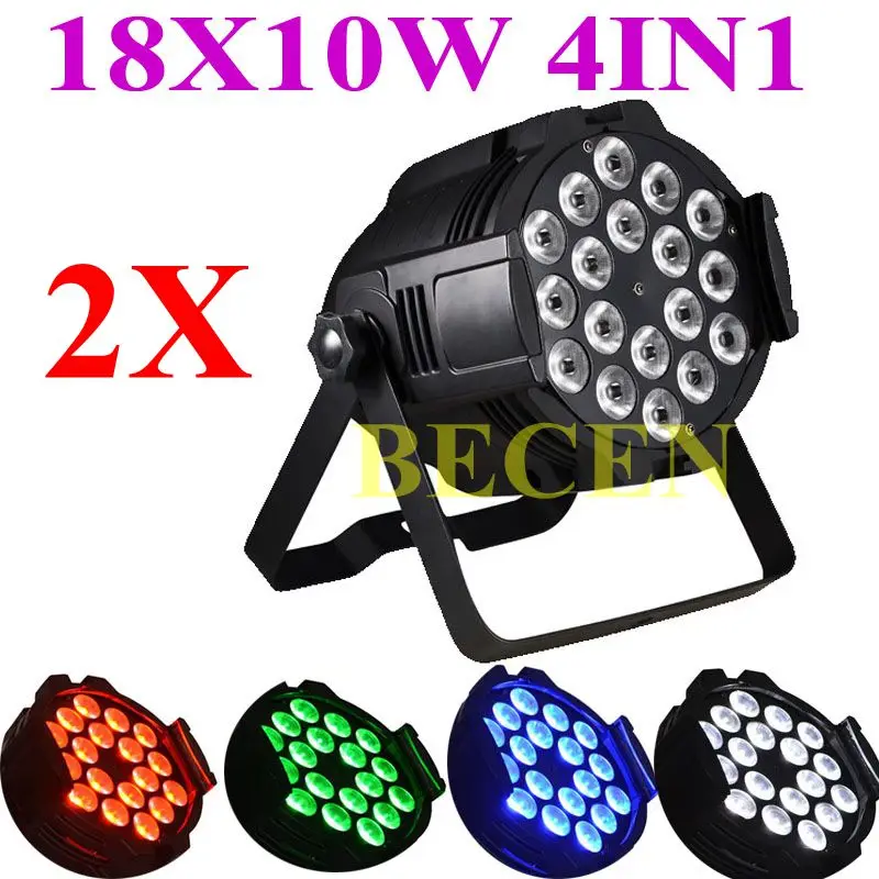 2pcs quite LED Par 18x10w RGBW 4in1 Stage Lights DMX Led Disco Light Par64 Quad Dj Lighting Effect | Освещение