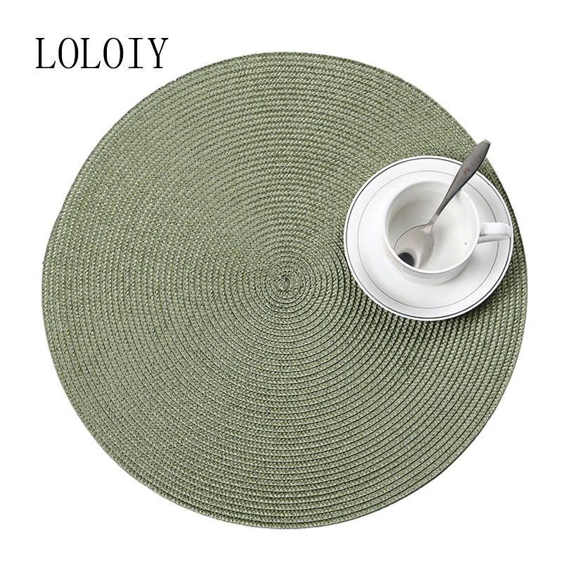 

6Pcs Round Placemats 38CM Heat Resistant WashableTable Mats for Kitchen Table Set PP Dining table mat