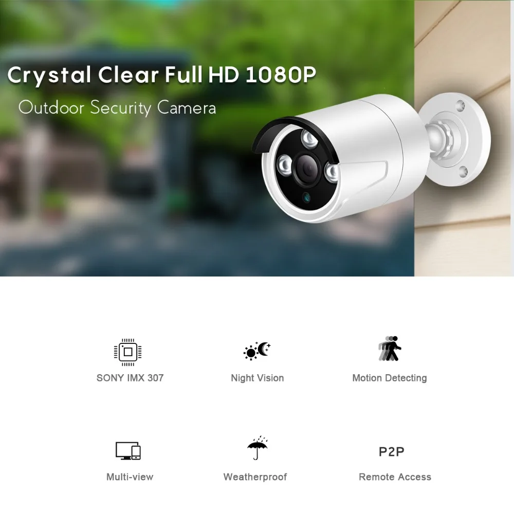 BESDER H.265 SONY IMX307 Full HD 1080P IP камера Bullet наружная Водонепроницаемая безопасности CCTV