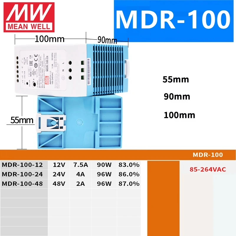 Бренд MEAN WELL представляет MDR-10 20 40 60 100 до 5 лет, 12 предметов в упаковке 15 24 48 meanwell MDR-10-20-40-60-100 Вт до 5 лет, 12 предметов в упаковке 15 24 48 V Выход промышленные на din-рейку