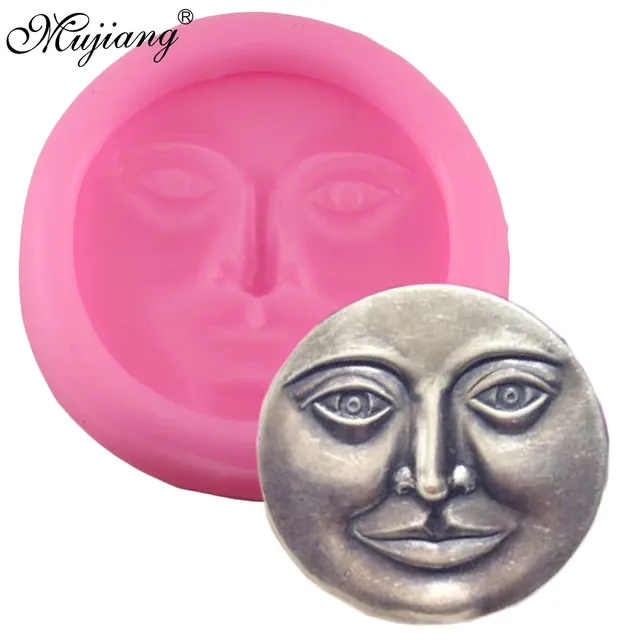Mujiang Luna Viso Stampo In Silicone FAI DA TE Sapone del Cioccolato Della Caram Mujiang Luna Viso Stampo In Silicone FAI DA TE Sapone del Cioccolato Della Caram