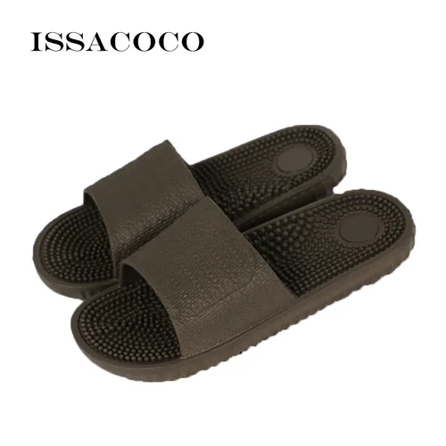 ISSACOCO 남성용 플랫 실내 마사지 슬리퍼, 가정용 미끄럼 방지 마사지 슬리퍼, 비치 플립 플롭 3