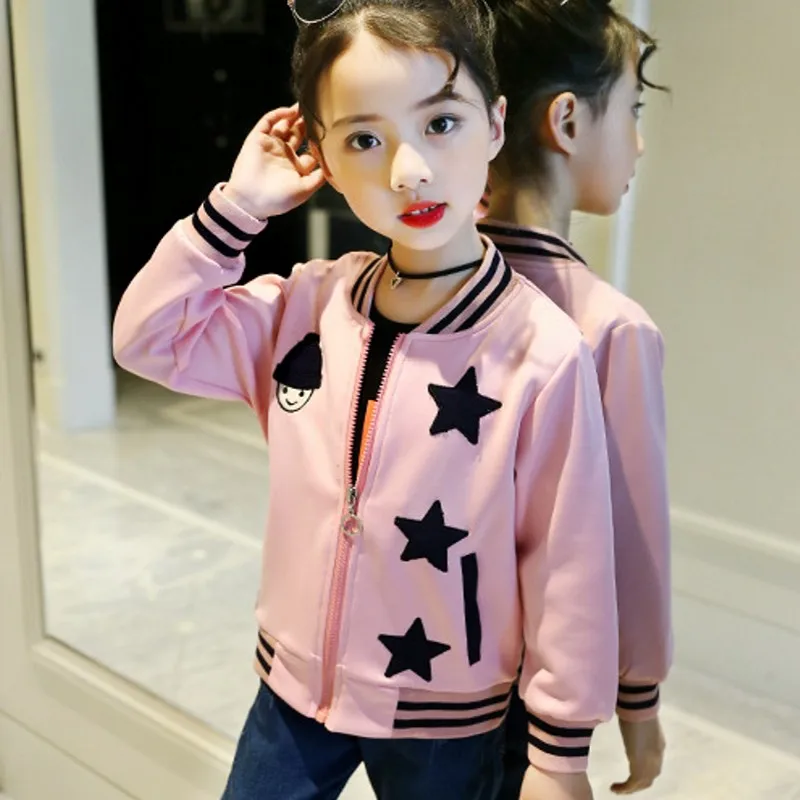 

Student Baseball Uniform Coat Pink Baby Girl Jacket Childrens Outerwear Fall Red Jacket Girls 12 Years Old Disfraces Infantiles