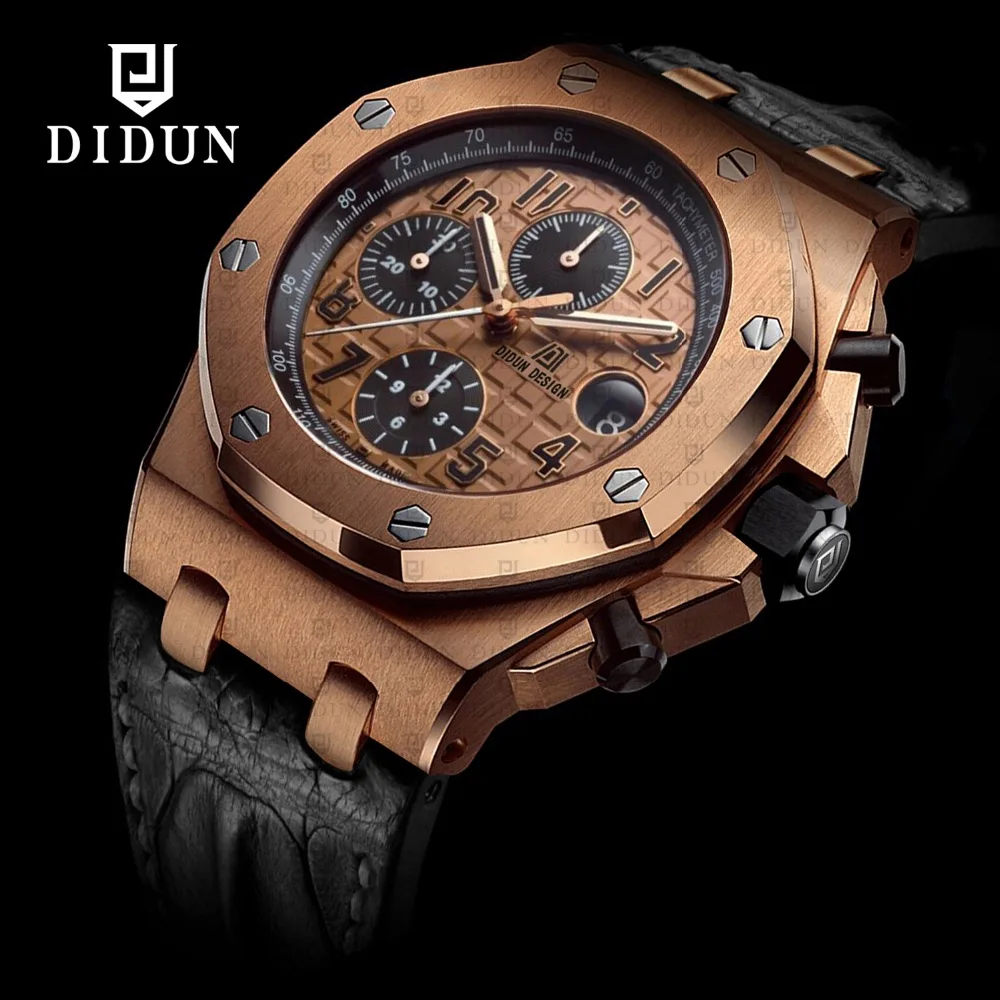 

DIDUN leather strap watch