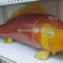 Bi00783 3" огромный Китай Royal позолотить золото бронзовый Перегородчатые cyprinoid масштаба Рыбы Статуя