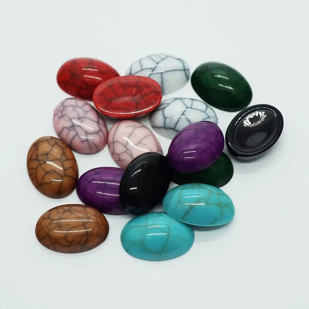 

20PCS/lot Oval 13 x 18mm Crack Style Flat Back Acrylic Cabochons Cameo for Make Pendants Jewelry Bracelet Necklace Women Earring