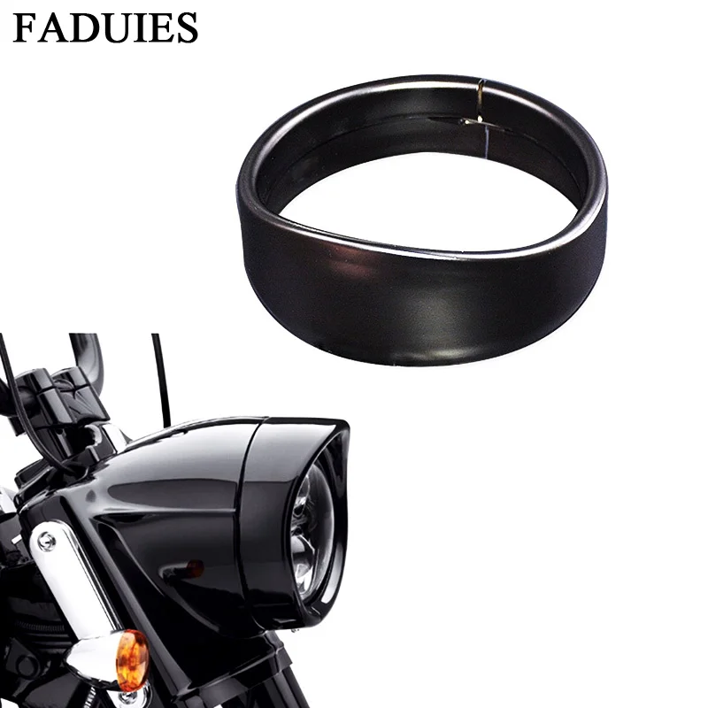 FADUIES 5.75 Visor Style Headlamp Trim Ring 69735-05 for Harley Sportster 883 XL883 1200 Low XL1200L Dyna Softail Iron 883 XL (1)