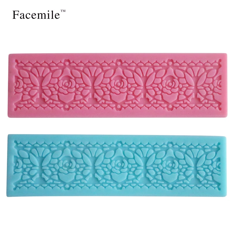 

1pcs Fondant Gift Lace Silicone Mold Sugarcraft Gift Decoration Rose Lace Repeat Border Swag Icing Silicone Mold Cupcake Mat