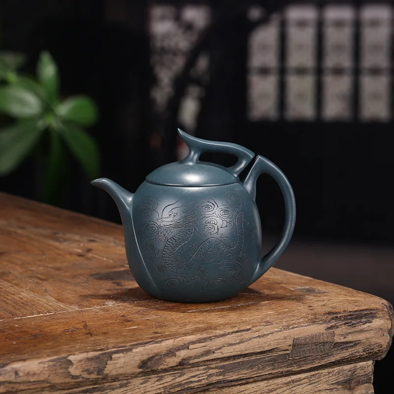 

Yixing Enameled Pottery Teapot Famous Full Manual Raw Ore Azure Mud Kowloon Xiao Xing Teapot Suit Tea Set Wholesale Customized