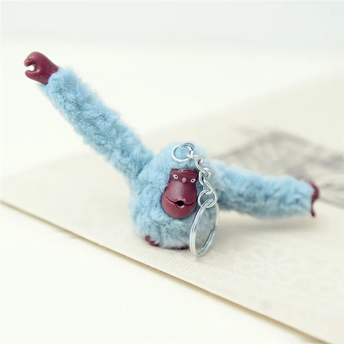 Fashion 10CM Cartoon Orangutan Plush Doll Toy Key Chain Ring Woman Bag Charms Faux Rabbit Fur Pom Pom Monkey Keychain Trinket (6)