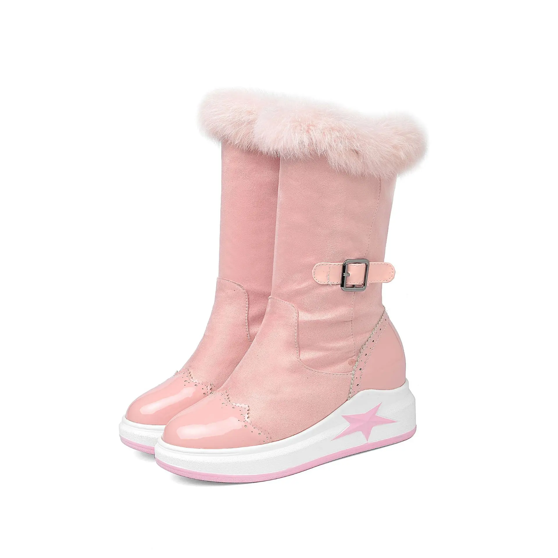 In the winter of new comfortable rabbit hair warm canister boots tide of 323340 yards, 181030
