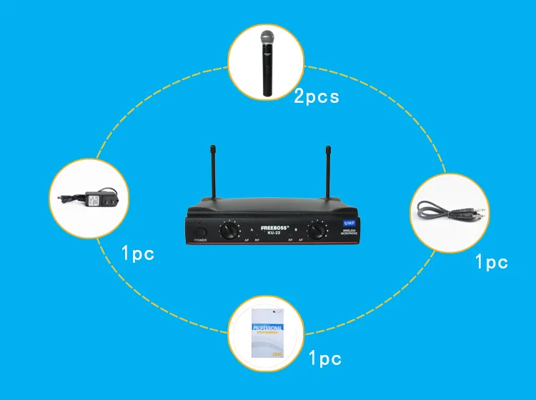 UHF Long Range Dual Channel 2 Handheld Mic Transmitter Professional Karaoke UHF Wireless Microphone System consumer electronics