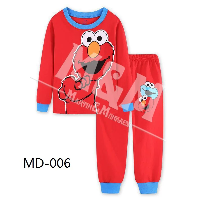 Мальчиковая Футболка Красный Elmo детские пижамы комплекты Детская Пижама с героями мультфильмов для детей на весну и Пижамные комплекты для От 2 до 7 лет MD-006