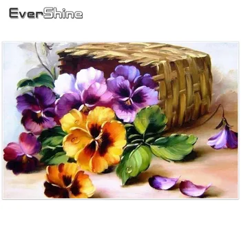 

EverShine Diamond Painting Cross Stitch Flower Full Square Diamond Embroidery Pictures Of Rhinestones Handmade Home Decor