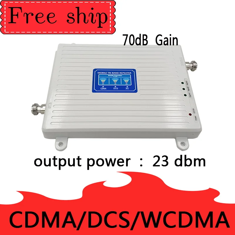 70dB مكاسب 2g 3g 4g ثلاثي الفرقة إشارة معززة 850 1800 2100 CDMA WCDMA UMTS LTE الخلوية مكرر 850/1800/2100 mhz مكبر للصوت