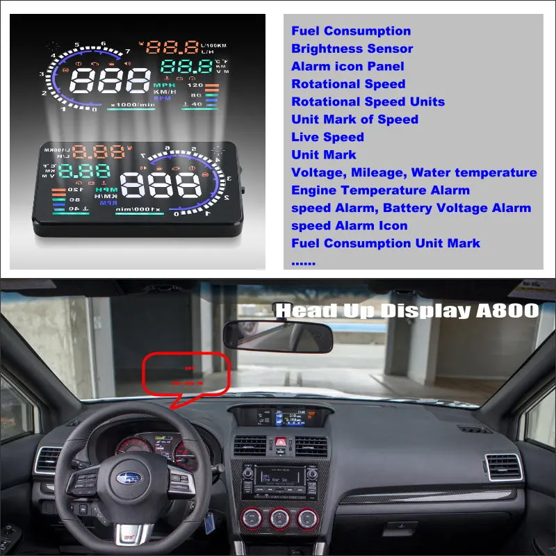 

Liislee For Subaru WRX STi 2015 2016 - Safety driving car HUD head up display screen projector projection to windshield