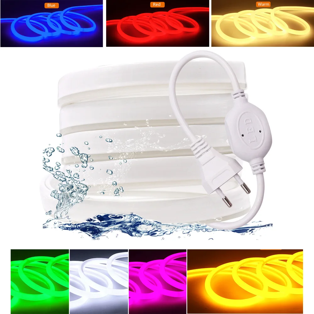 

Flexible LED Strip IP65 Waterproof 1m/2m/3m/4m/5m Indoor Outdoor Neon Rope Light for Holiday Party Valentine Decoration 110V220V