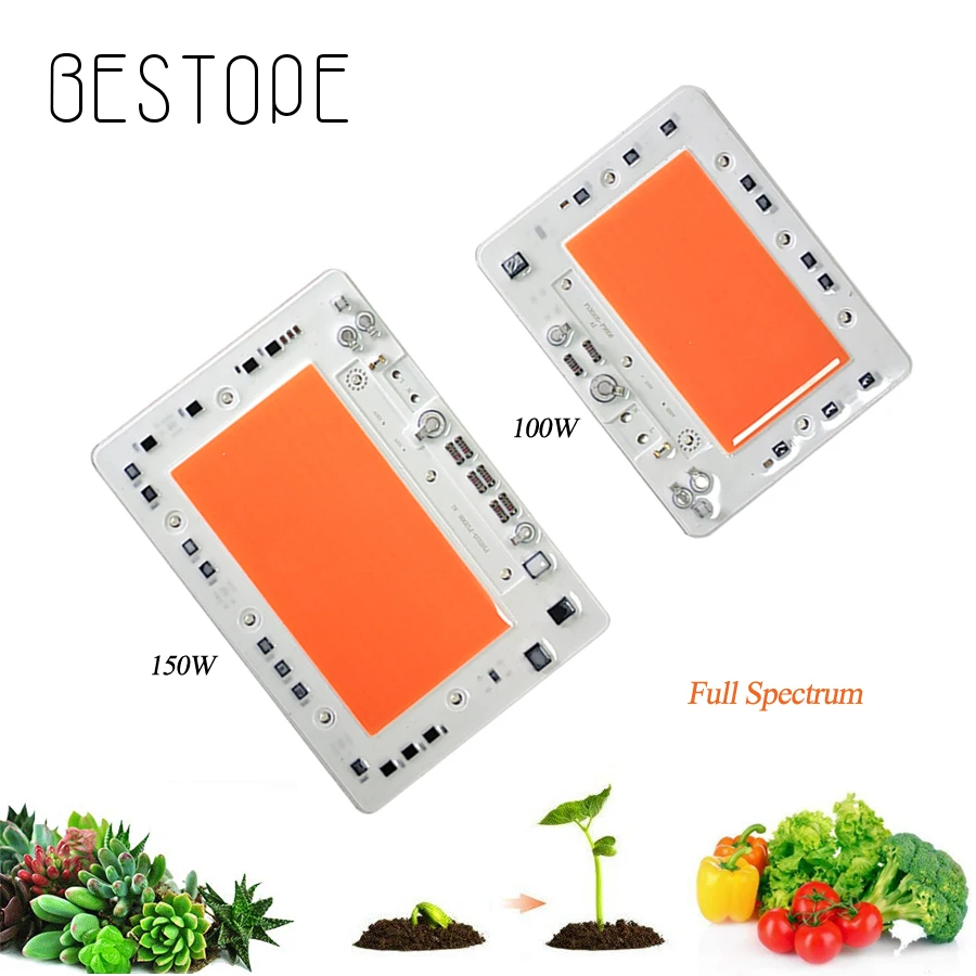 

Bestope 1pcs COB Led Grow Light Chip Hydroponice AC 220V 100W 150W full spectrum for Indoor Plant Seedling Grow and and Flower